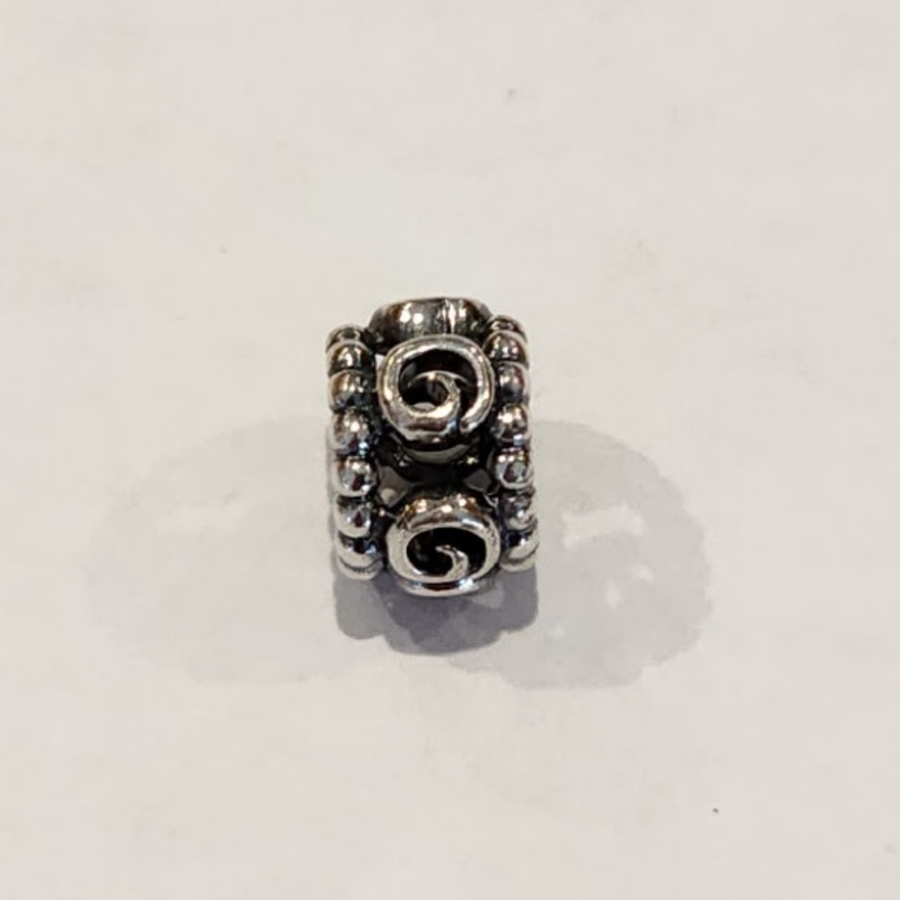 PANDORA Retired Silver Swirl Slider Spacer Charm